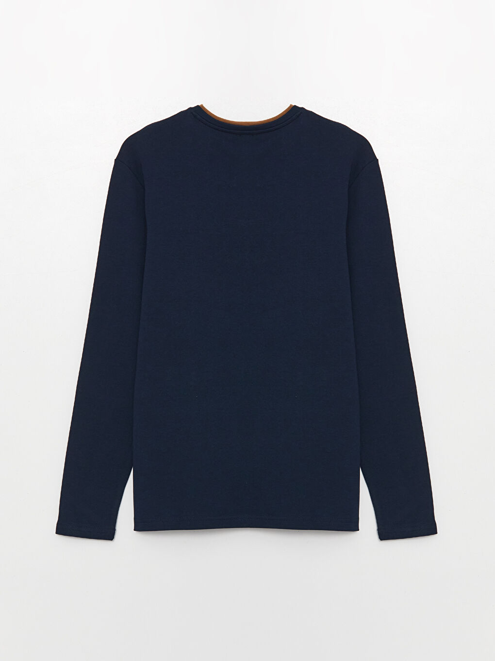 მრგვალი საყელო გრძელმკლავიანი ნაბეჭდი მამაკაცის მაისური-6