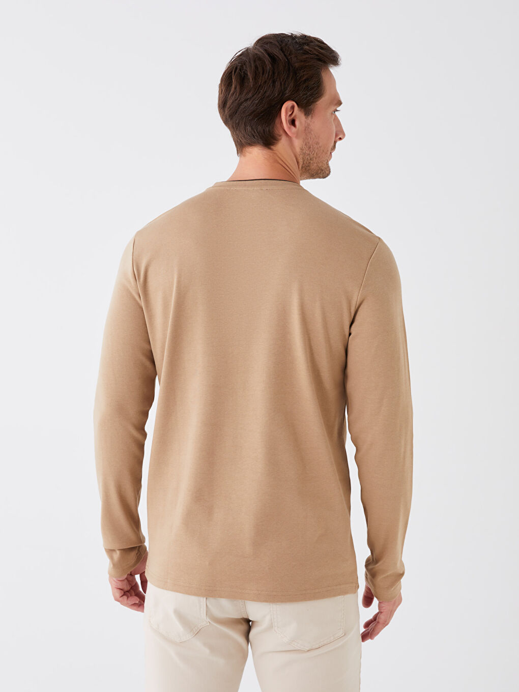 Crew Neck Long Sleeve Printed Men's T-Shirt-4