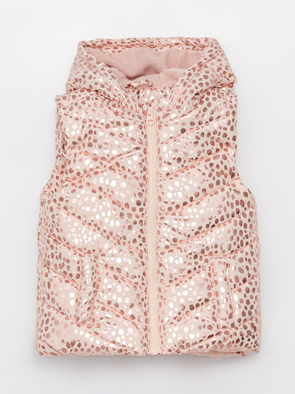Pembe Kapüşonlu Desenli Kız Bebek Şişme Yelek