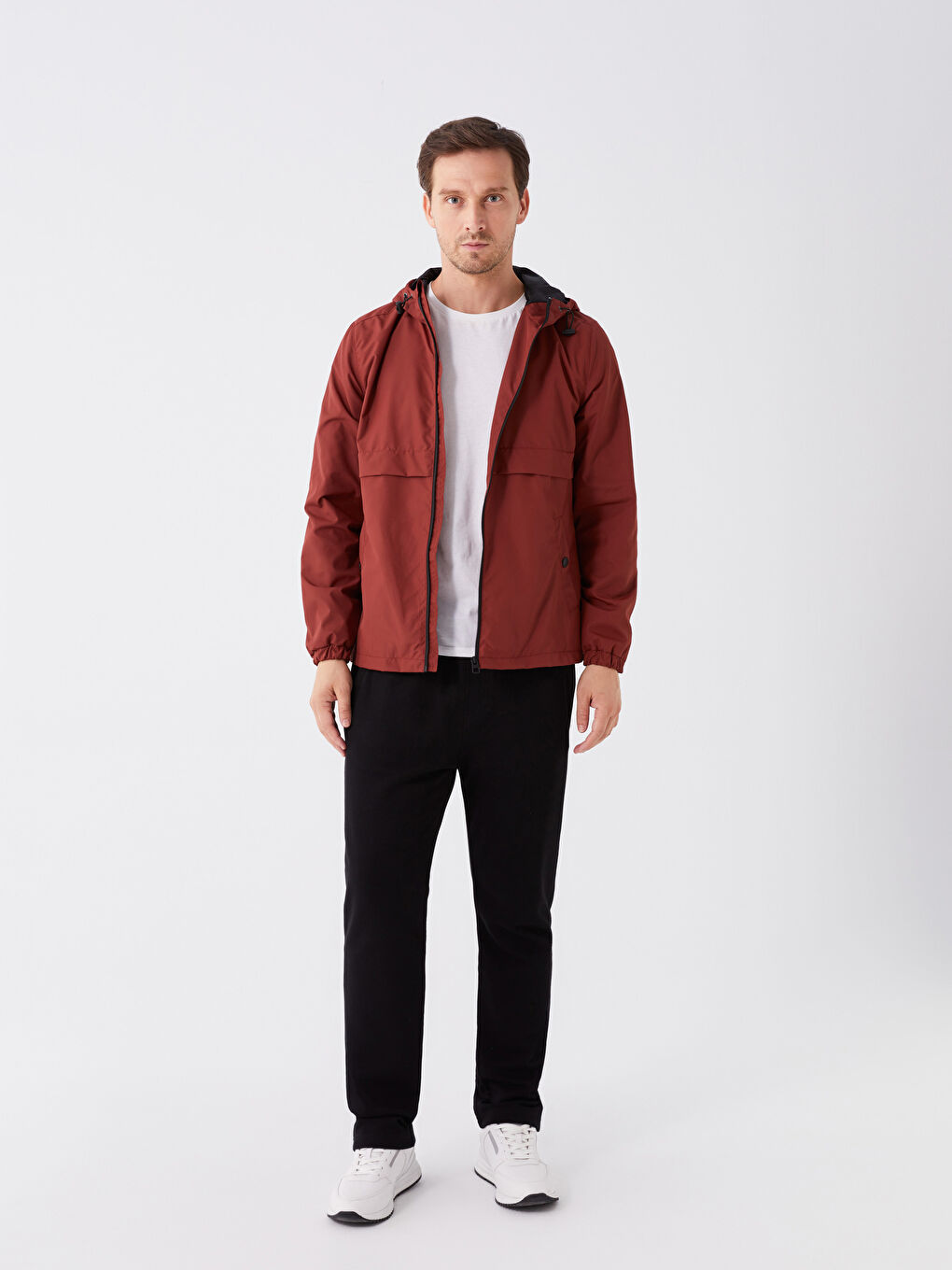 Turuncu Standart Kalıp Kapüşonlu Erkek Yağmurluk-2