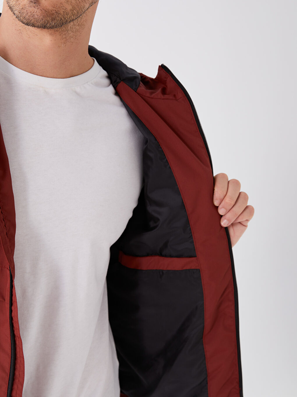 Turuncu Standart Kalıp Kapüşonlu Erkek Yağmurluk-4