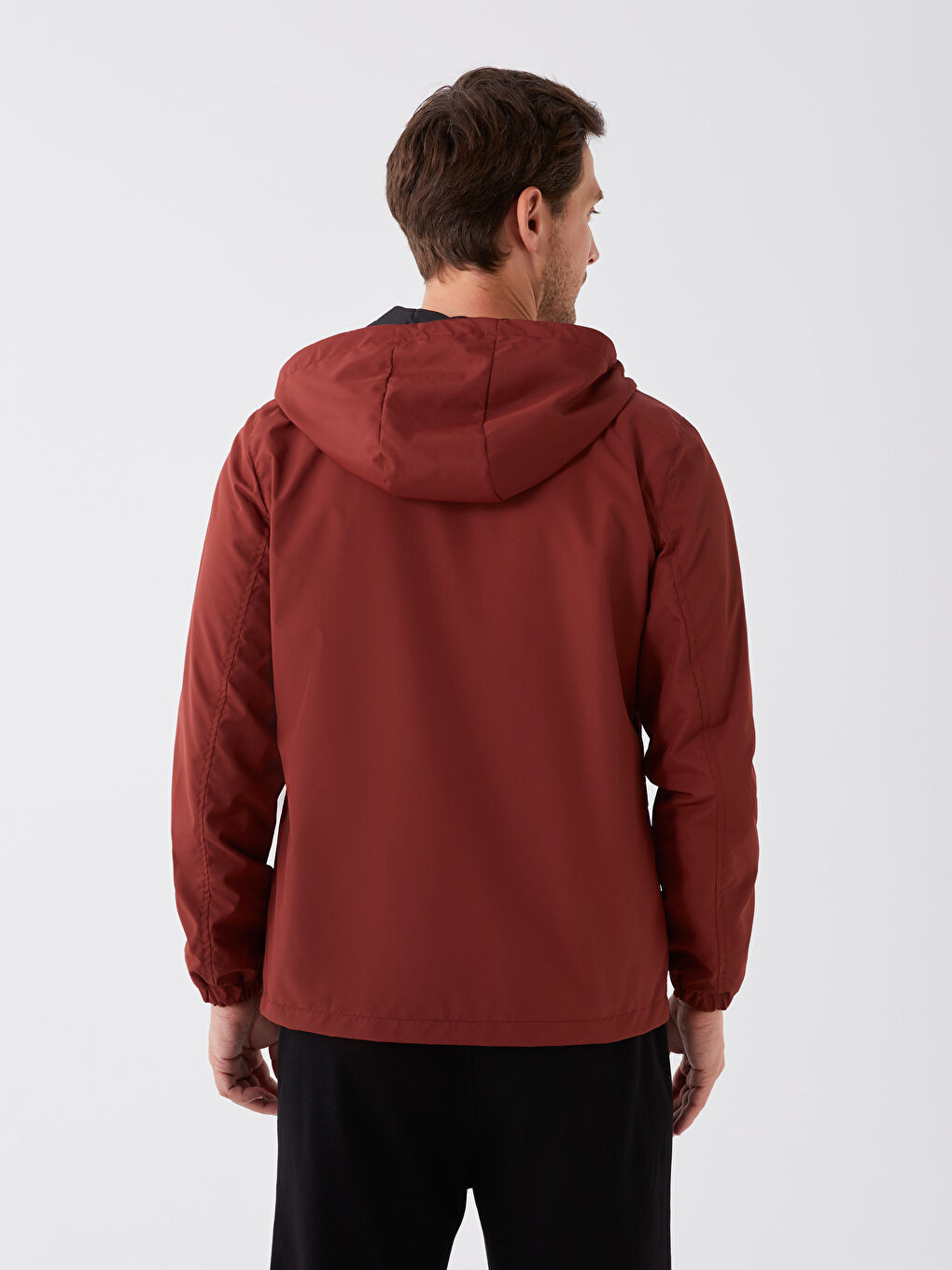 Turuncu Standart Kalıp Kapüşonlu Erkek Yağmurluk-5