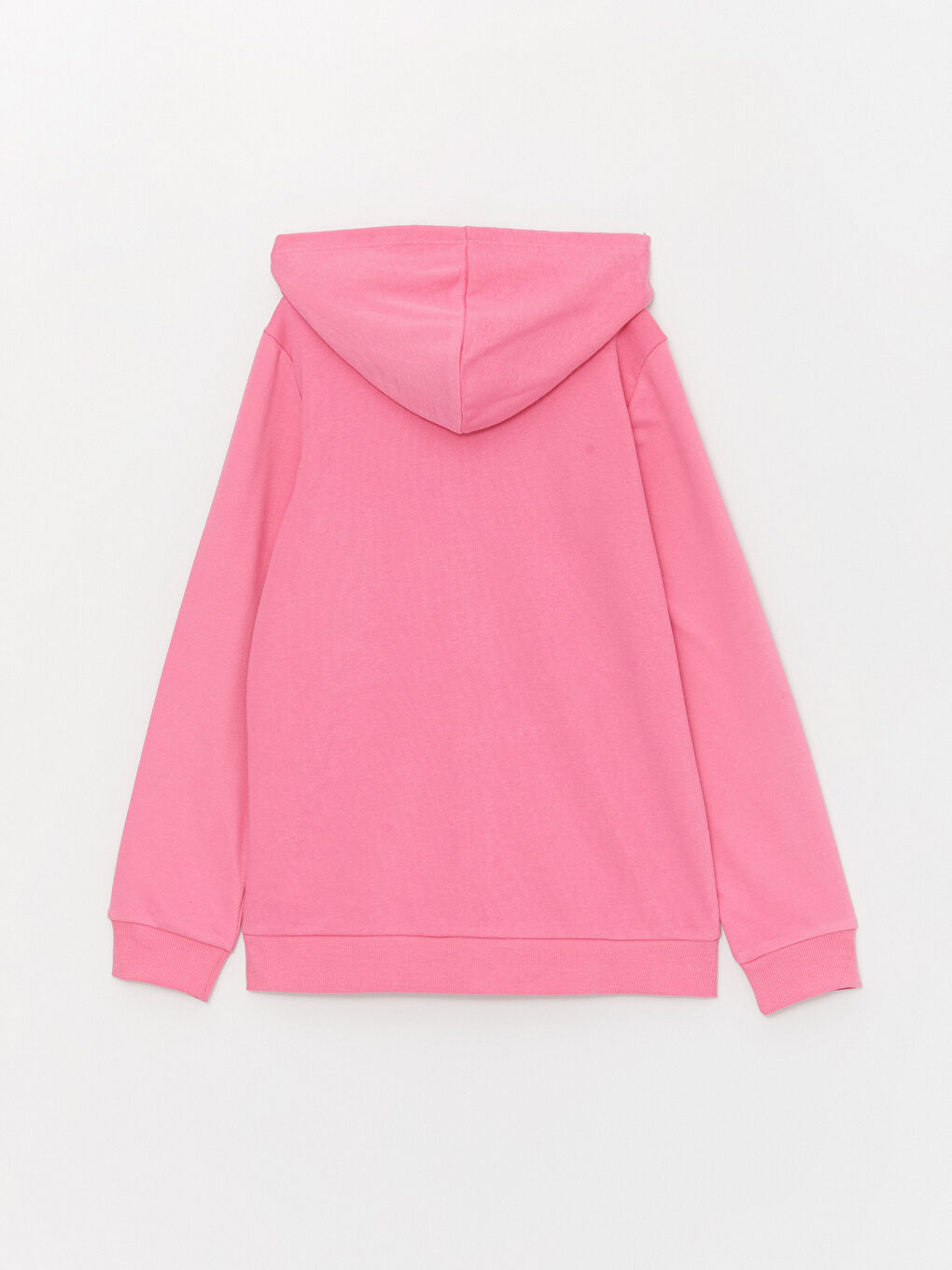 LCW Kids Pembe Kapüşonlu Basic Uzun Kollu Kız Çocuk Fermuarlı Sweatshirt - 2