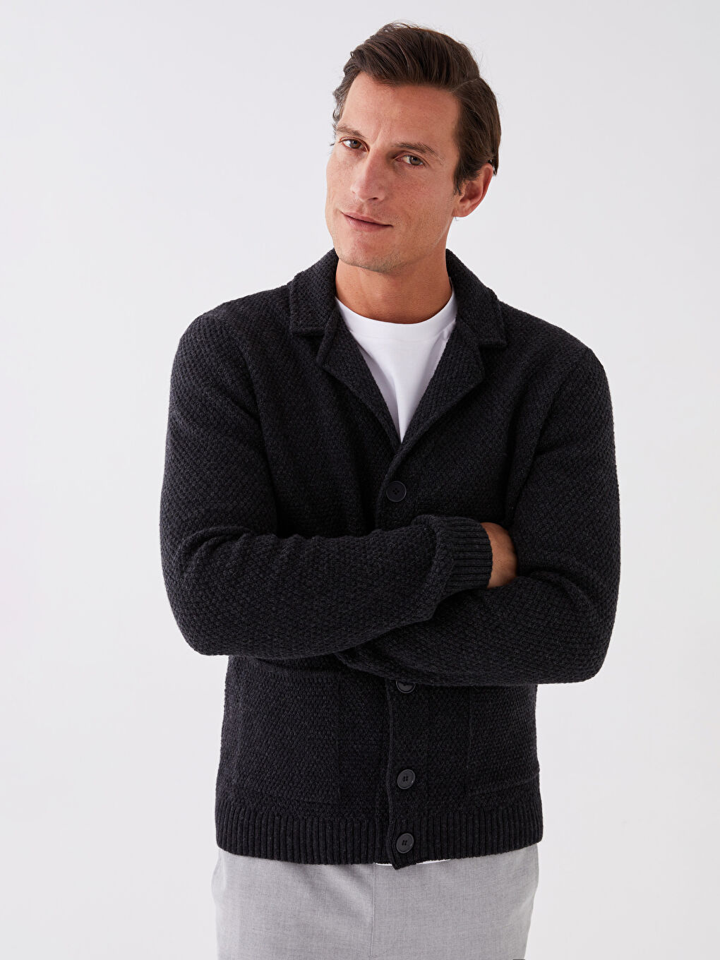 SOUTHBLUE Standard Fit Jacket Neck Men's Knitwear Cardigan -W32089Z8-CWN