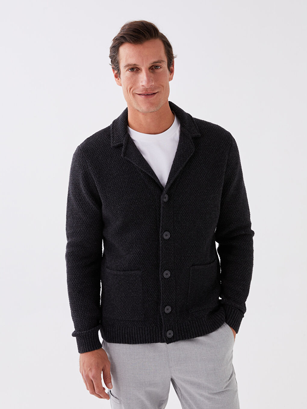 SOUTHBLUE Standard Fit Jacket Neck Men's Knitwear Cardigan -W32089Z8-CWN