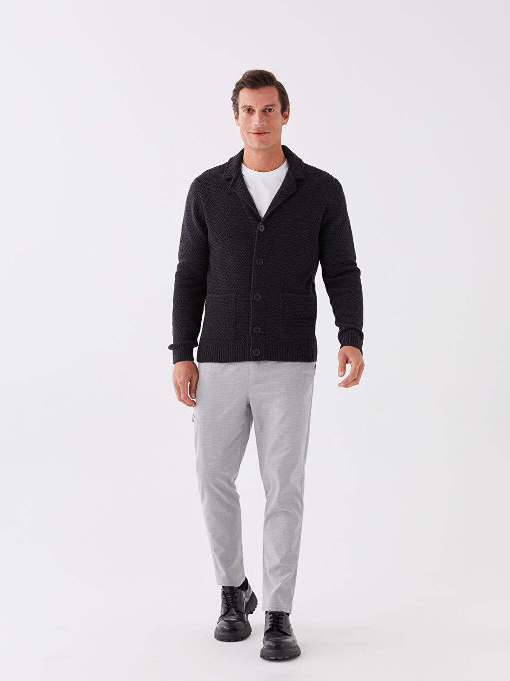 SOUTHBLUE Standard Fit Jacket Neck Men's Knitwear Cardigan -W32089Z8-CWN