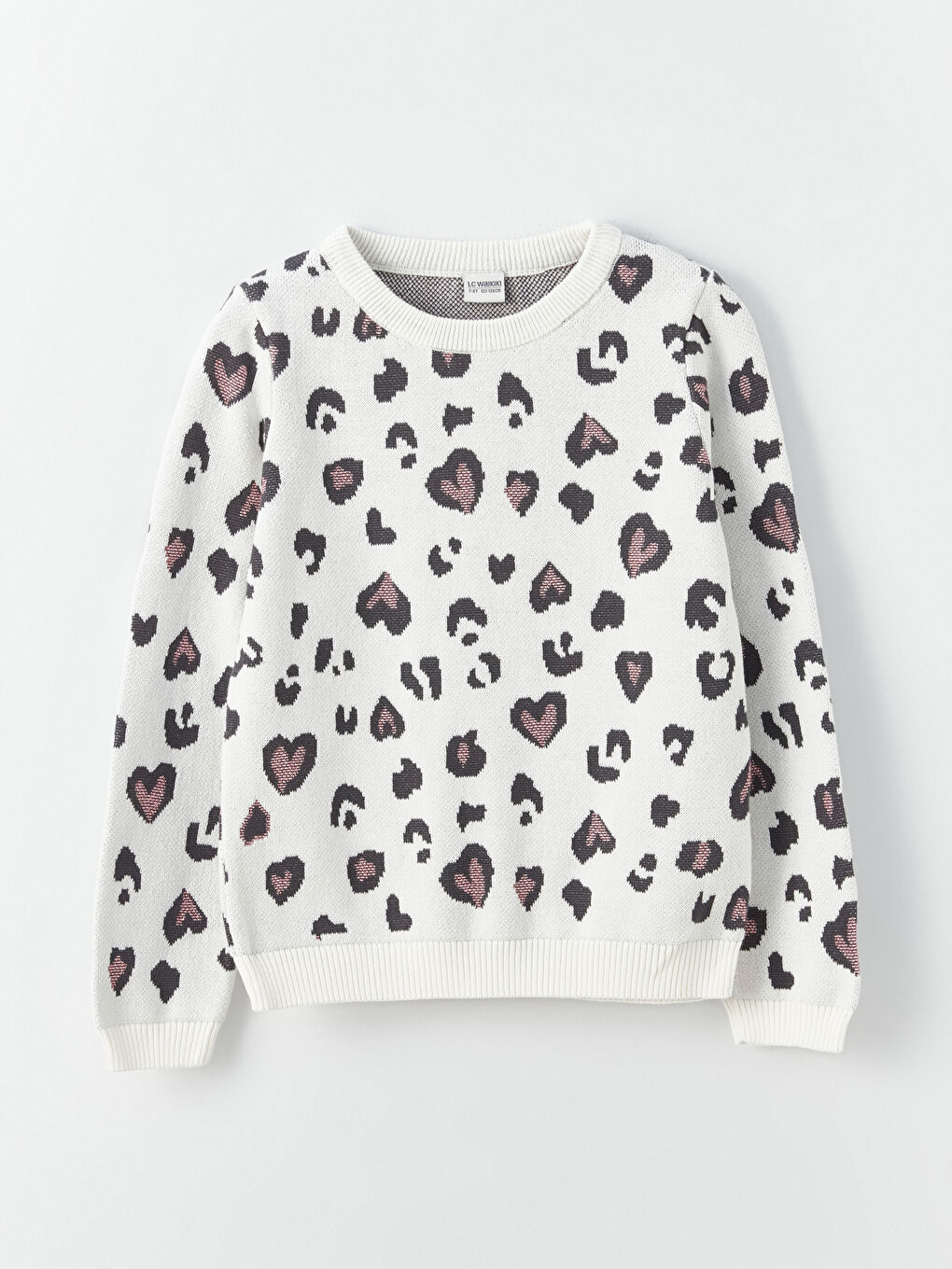 Crew Neck Patterned Long Sleeve Girls' Knitwear Sweater