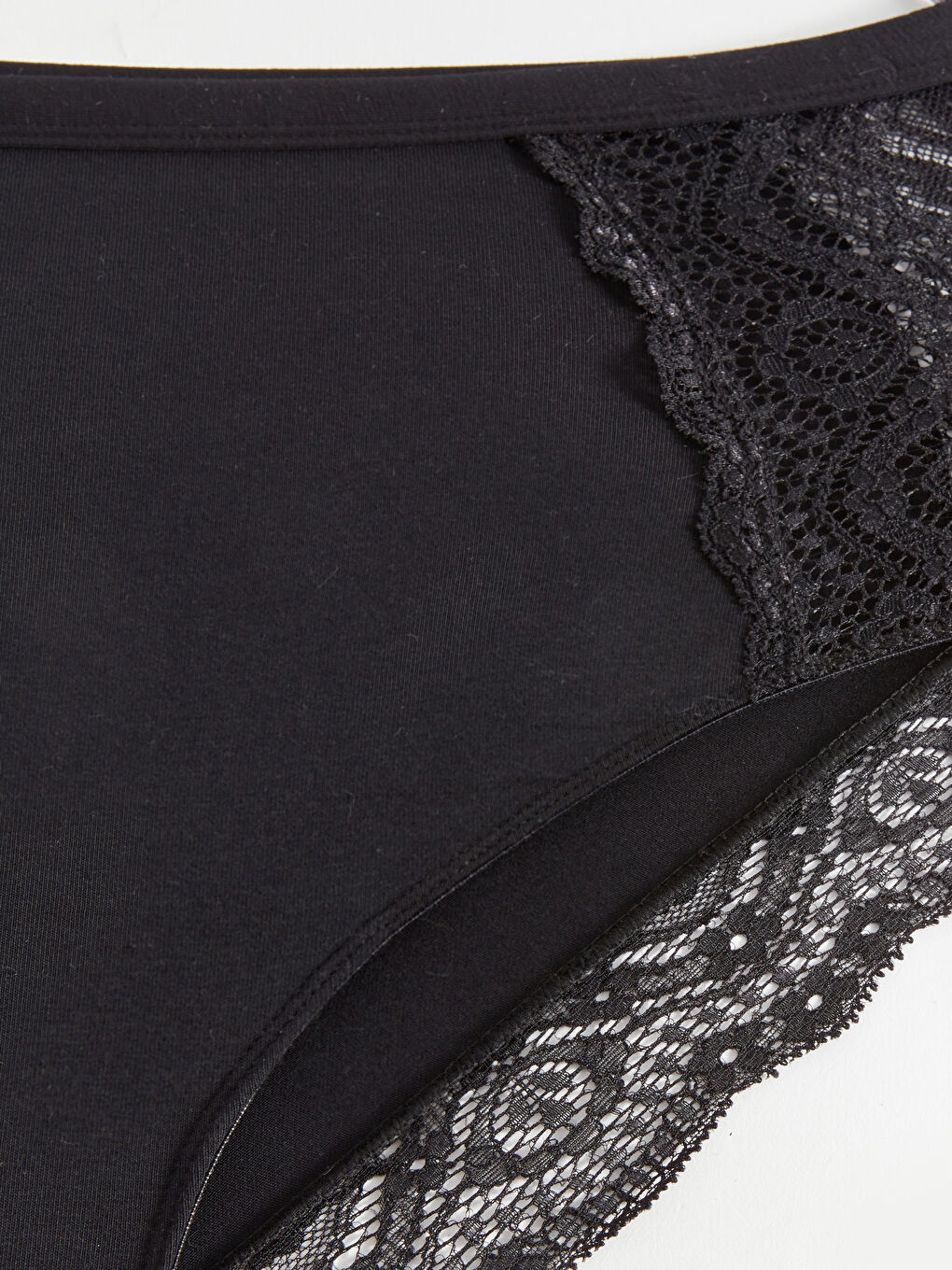 Siyah Yüksek Bel Dantel Detaylı Klasik Külot-2