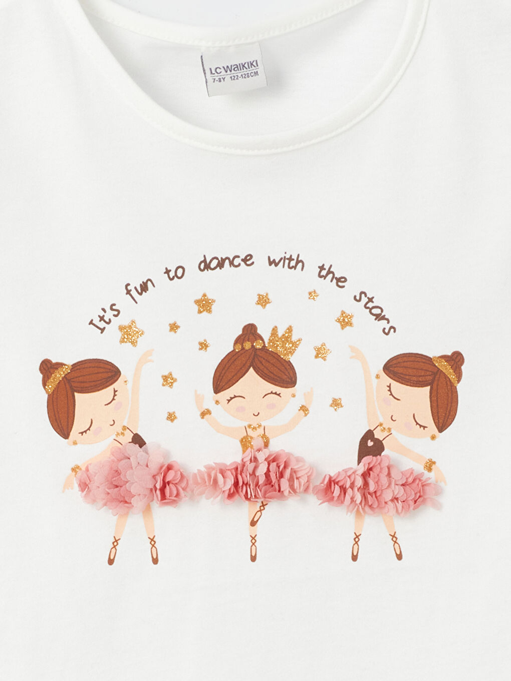 Футболка з круглим вирізом горловини, з принтом, довгий рукав, для дівчаток-1