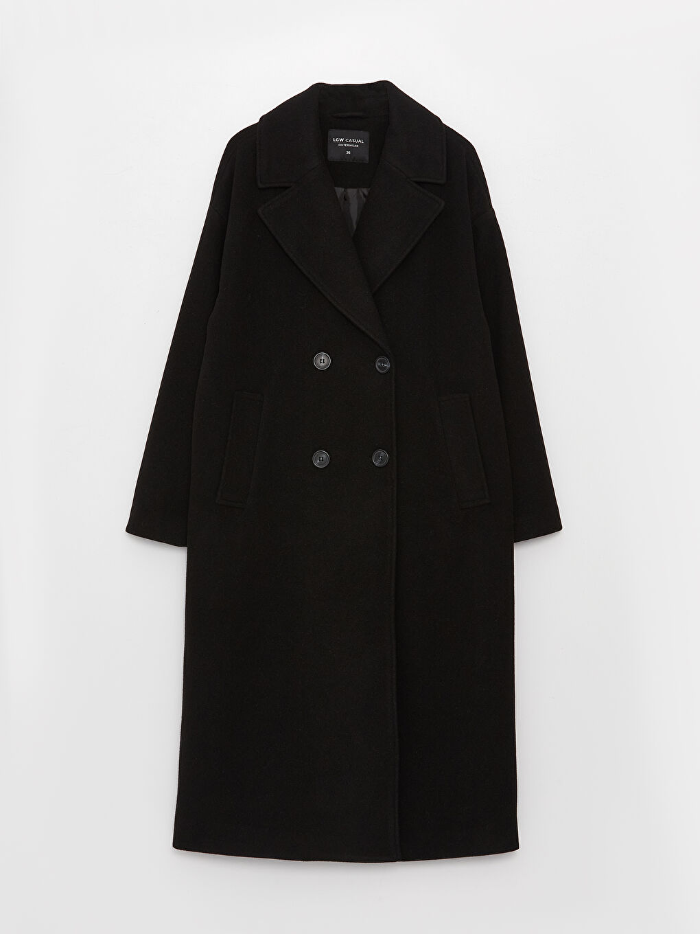 Žena CRNA Kaput od mješavine vune-6