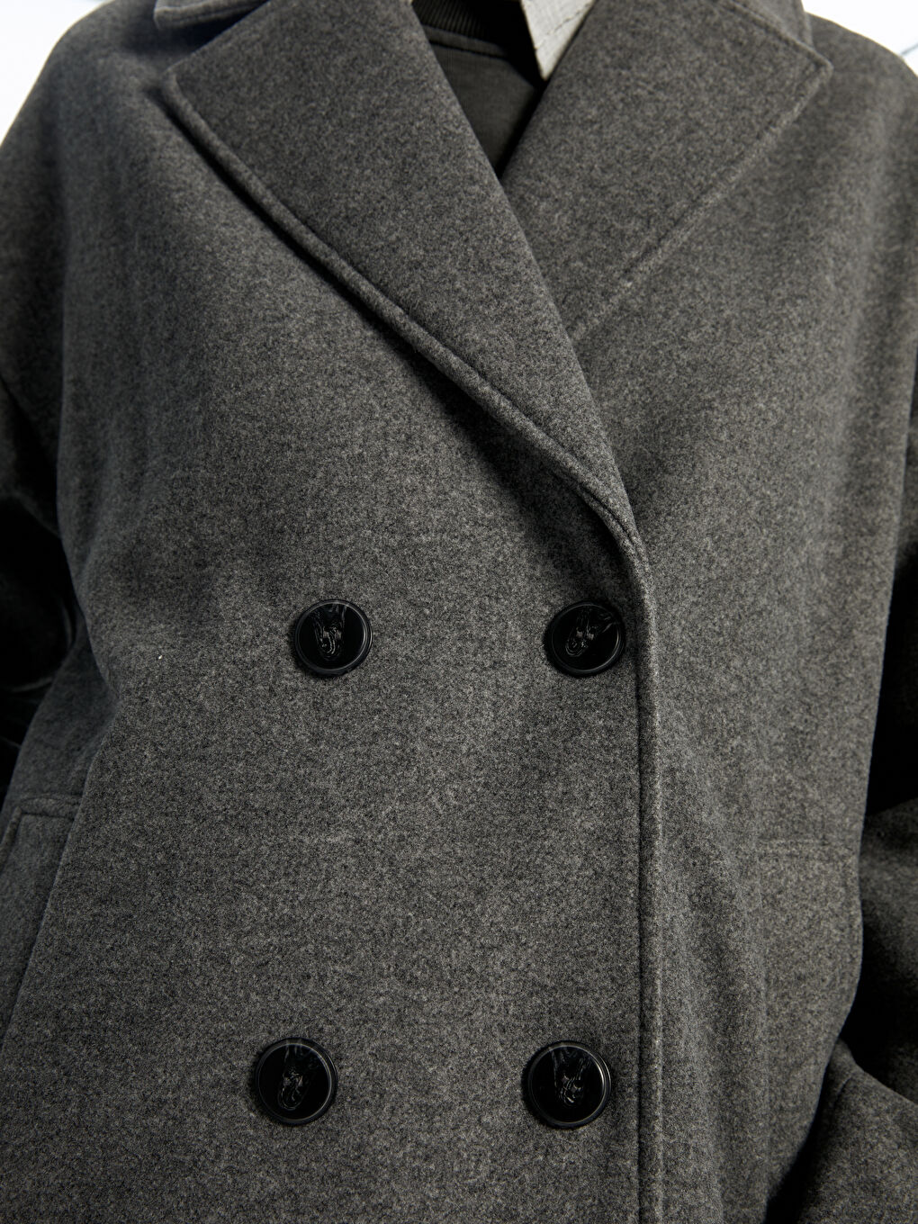 Žena SIVA Kaput od mješavine vune-3