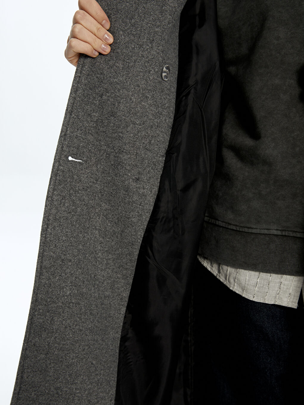 Žena SIVA Kaput od mješavine vune-4