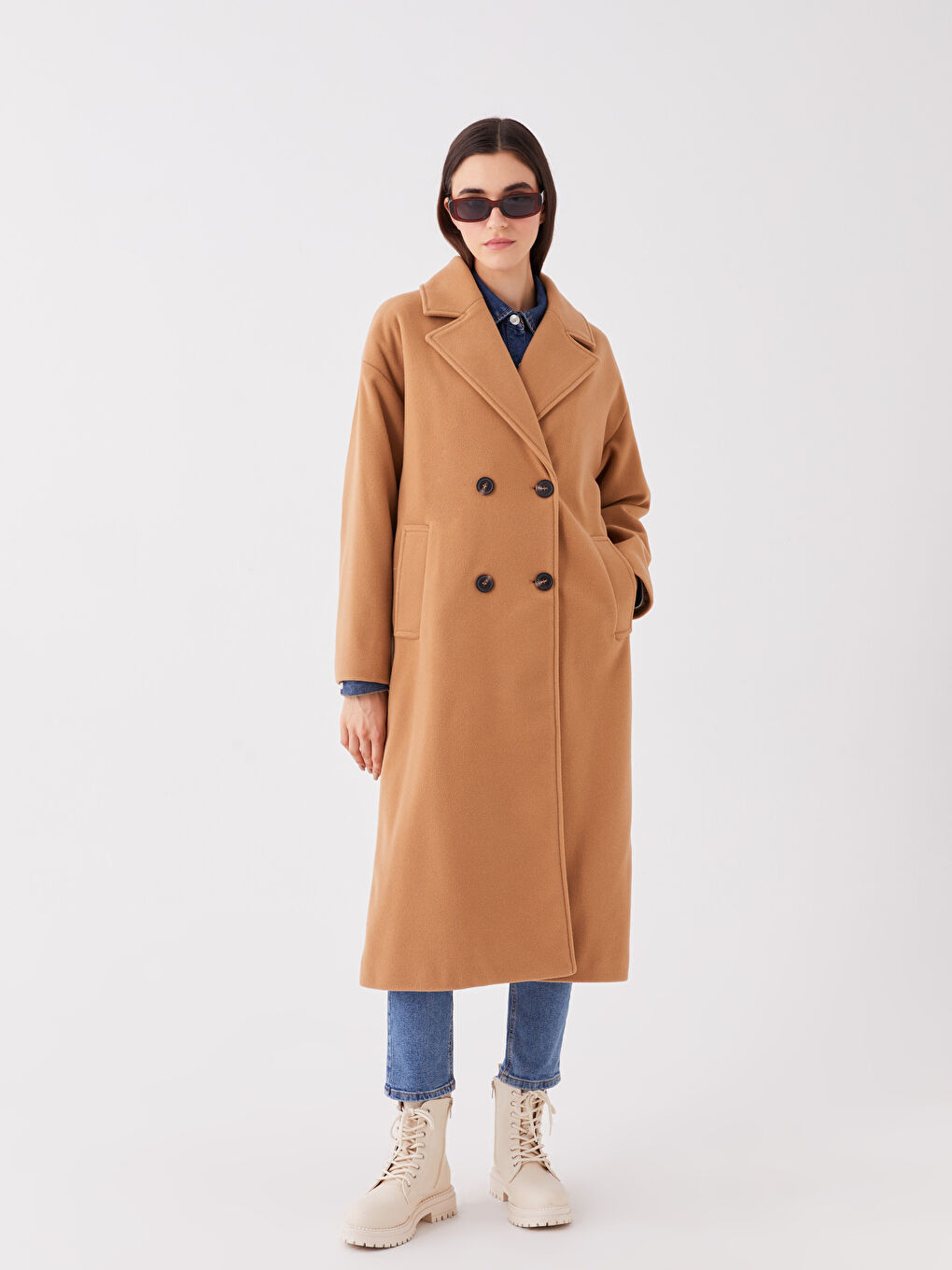 LCW Vision Jackenkragen Gerade Langarm Oversize Damen Cachet-Mantel -W32167Z8-VAH