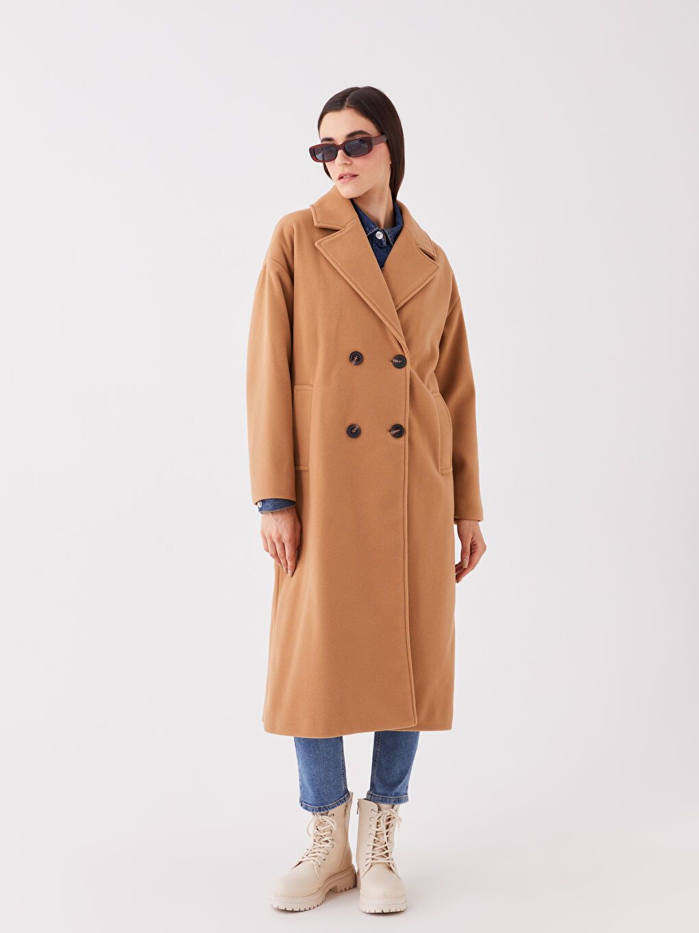 LCW Vision Jackenkragen Gerade Langarm Oversize Damen Cachet-Mantel -W32167Z8-VAH