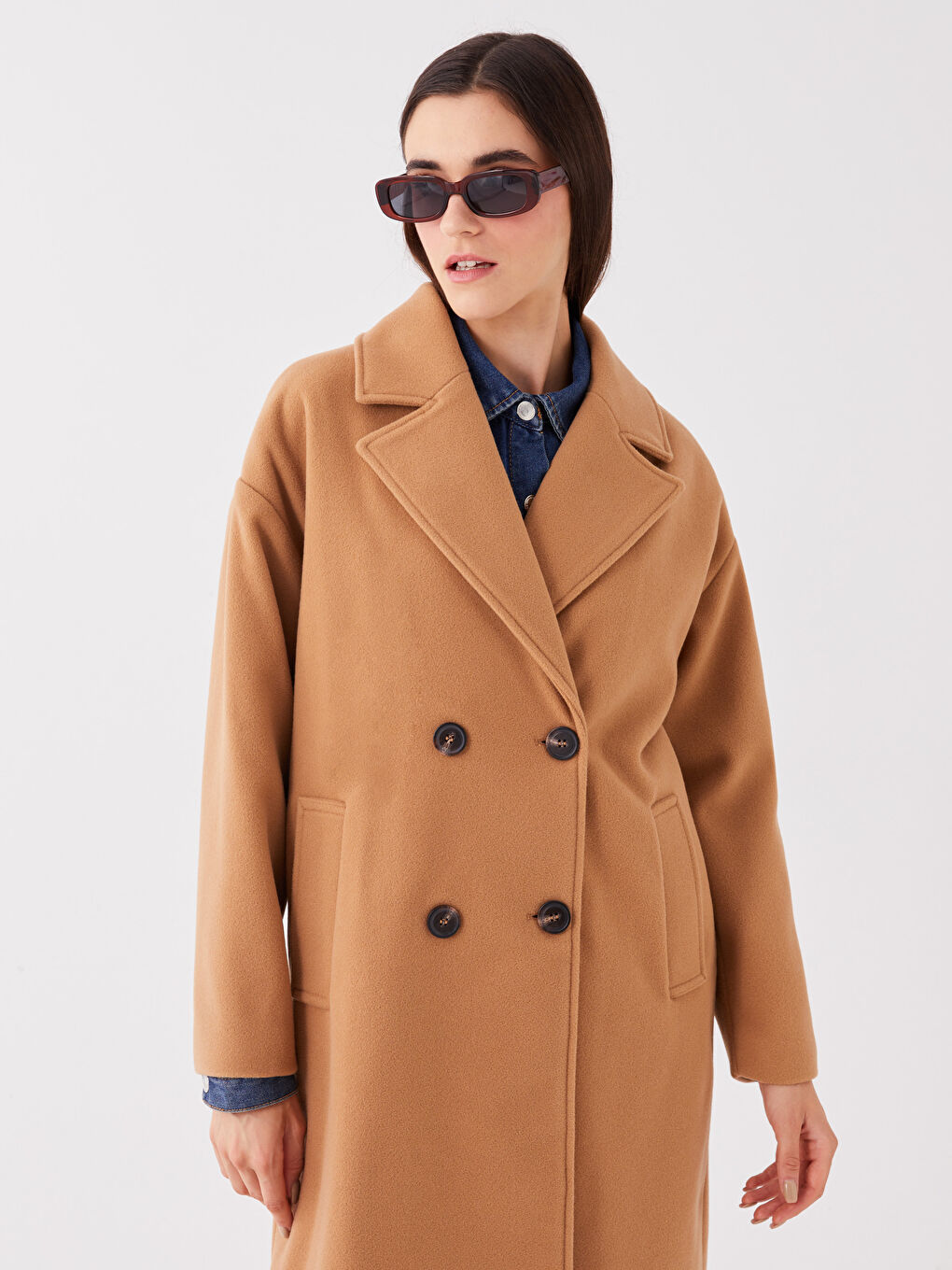 LCW Vision Jackenkragen Gerade Langarm Oversize Damen Cachet-Mantel -W32167Z8-VAH