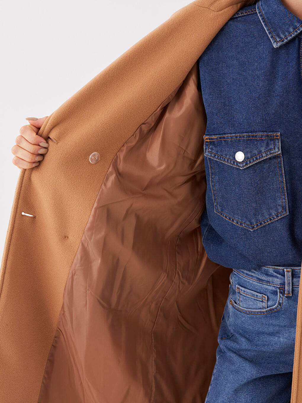 LCW Vision Jackenkragen Gerade Langarm Oversize Damen Cachet-Mantel -W32167Z8-VAH