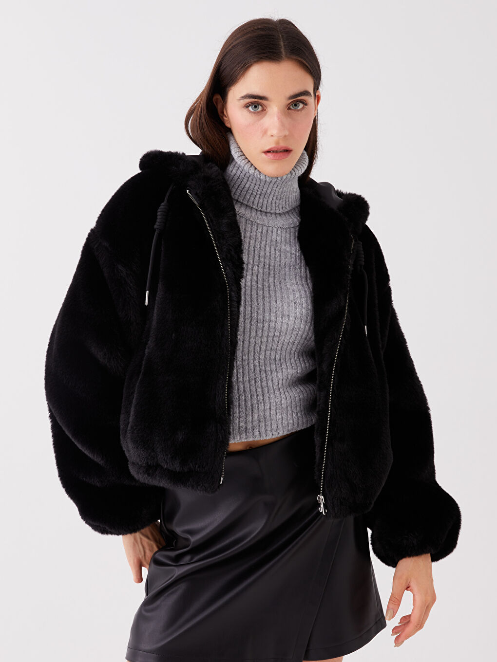 Hooded Regular Long Sleeve Women's Plush Coat