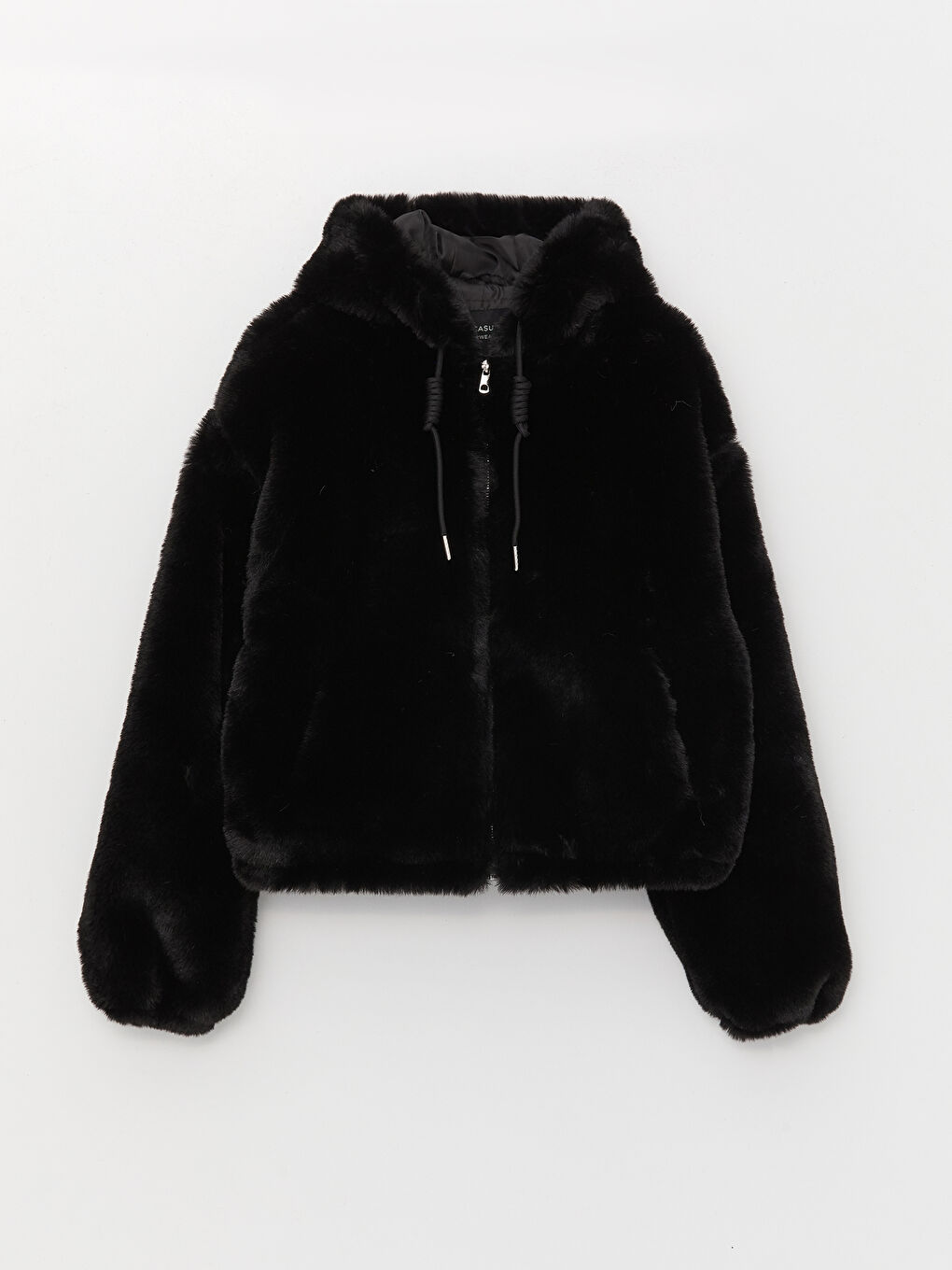 Hooded Regular Long Sleeve Women's Plush Coat-6