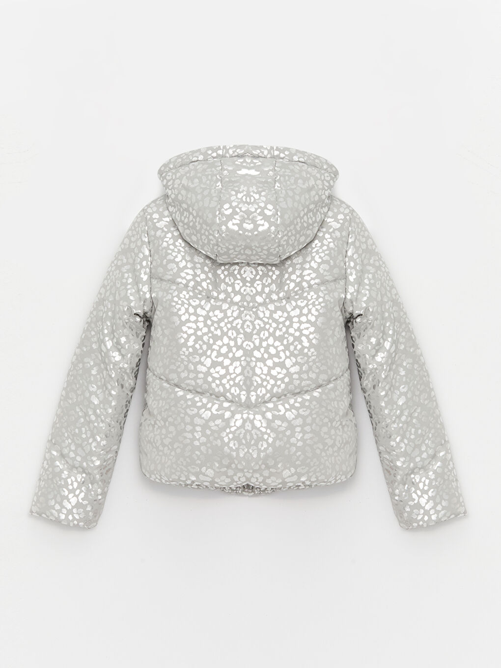 Gri Kapüşonlu Kız Çocuk Şişme Mont-2