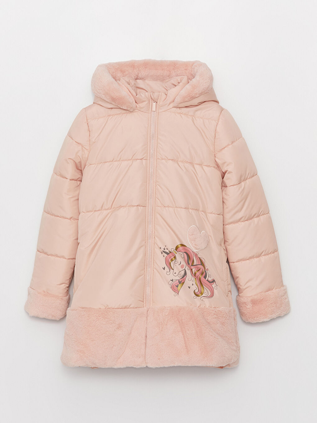 Hooded Printed Girl Coat-2