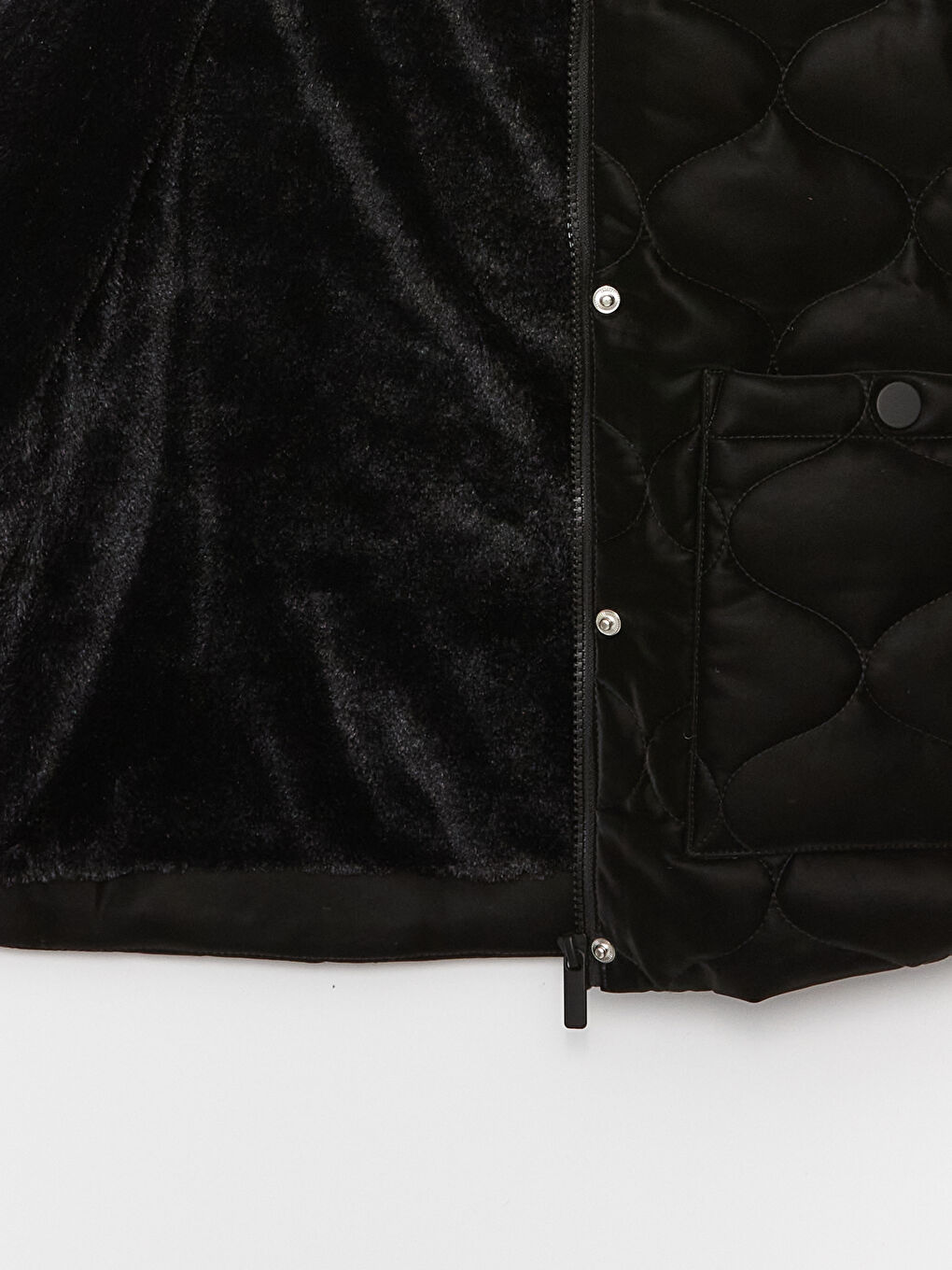 Siyah Kapüşonlu Kapitone Kız Çocuk Mont-2