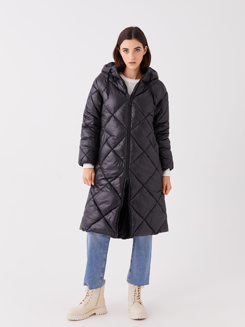 Hooded Quilted Women's Puffer Coat-1