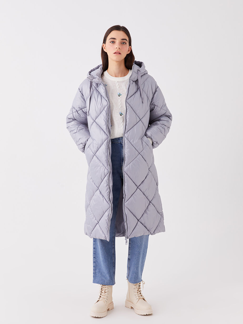 Hooded Quilted Women's Puffer Coat-1