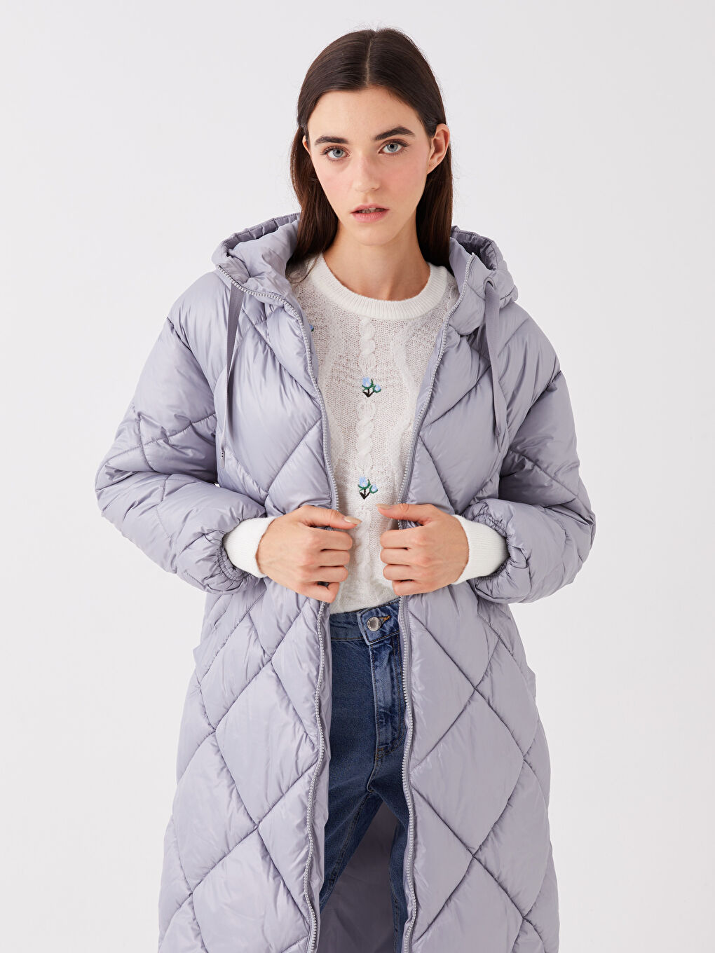 Hooded Quilted Women's Puffer Coat-2