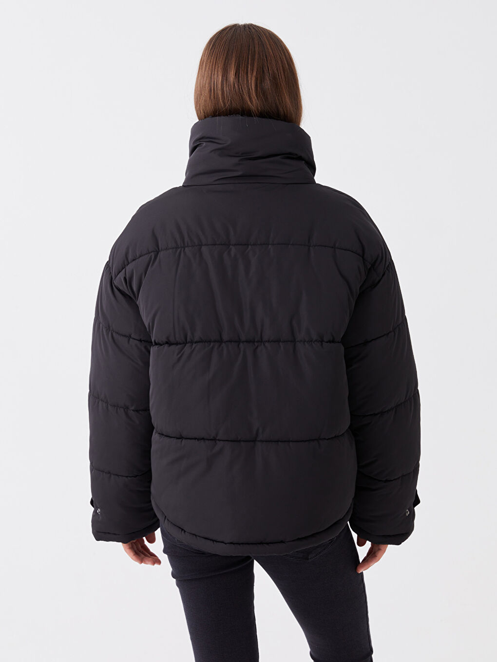 Stand Up Collar Straight Long Sleeve Oversize Women's Down Coat -W32233Z8-CVL