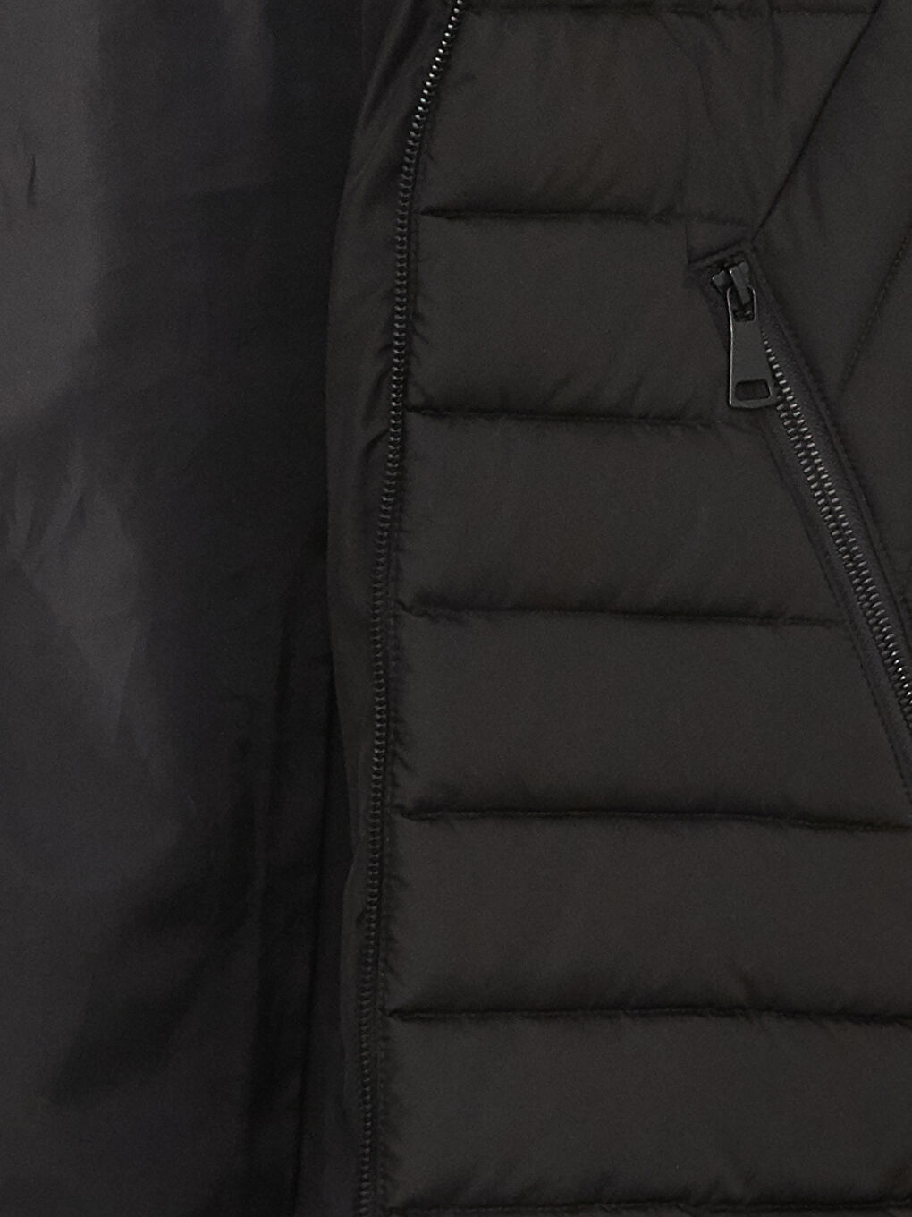 Siyah Kadın Kapüşonlu Düz Şişme Mont-9