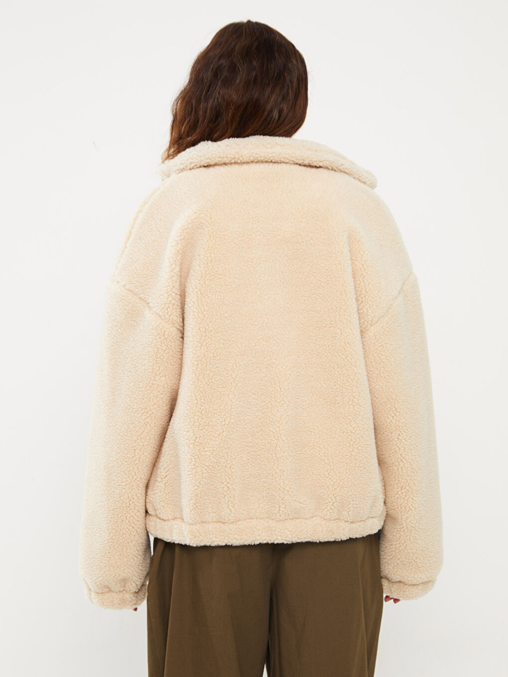 Uspravna Kragna Ravni Dugi Rukav Ženski Plišani Kaput-6