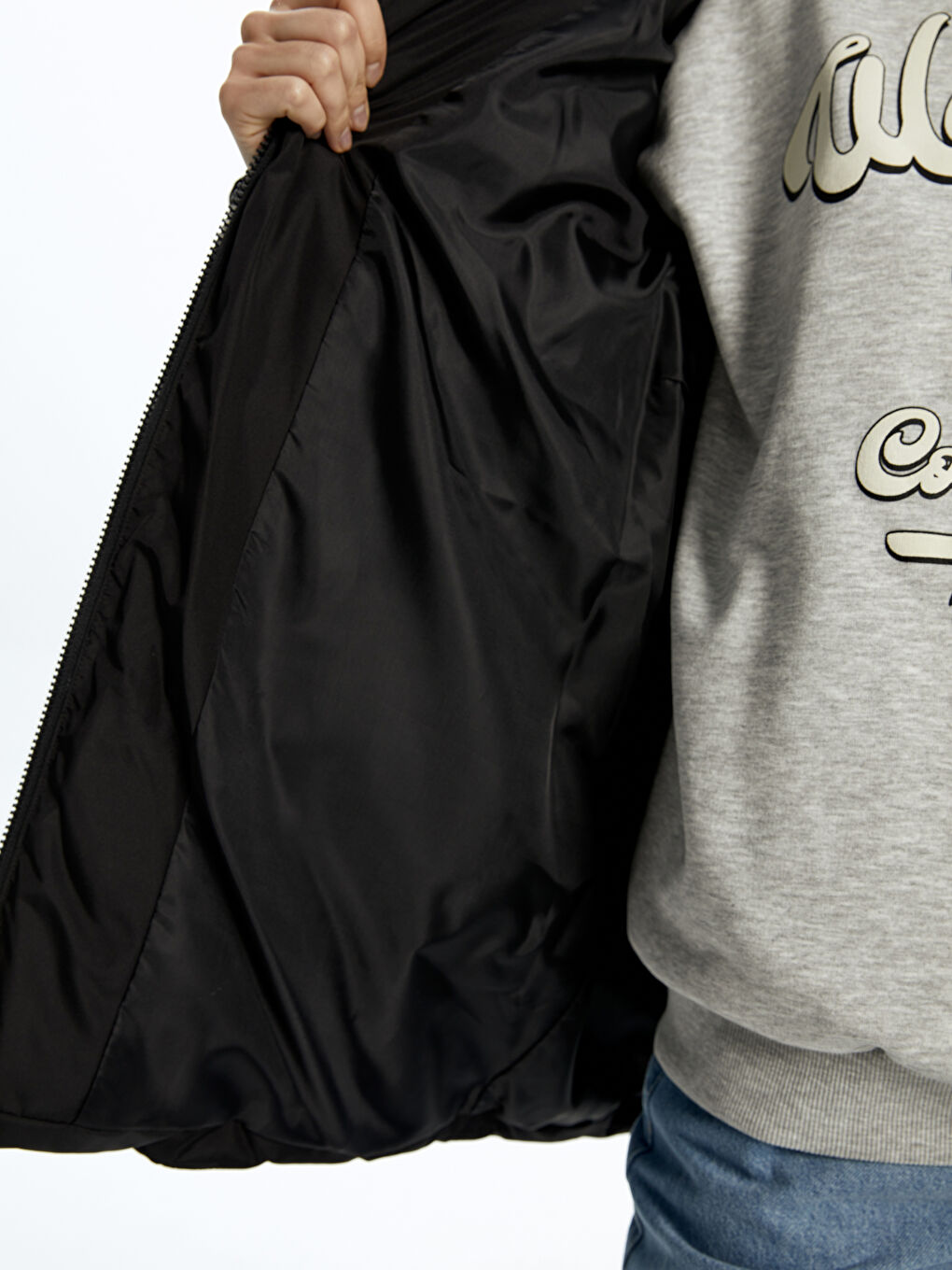 معطف منفوخ نسائي سادة بقبّ-3