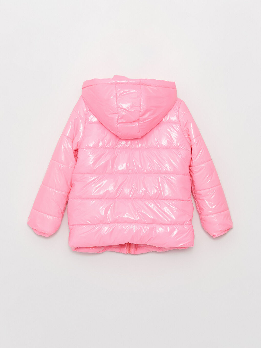 Pembe Kapüşonlu Kız Çocuk Şişme Mont-5