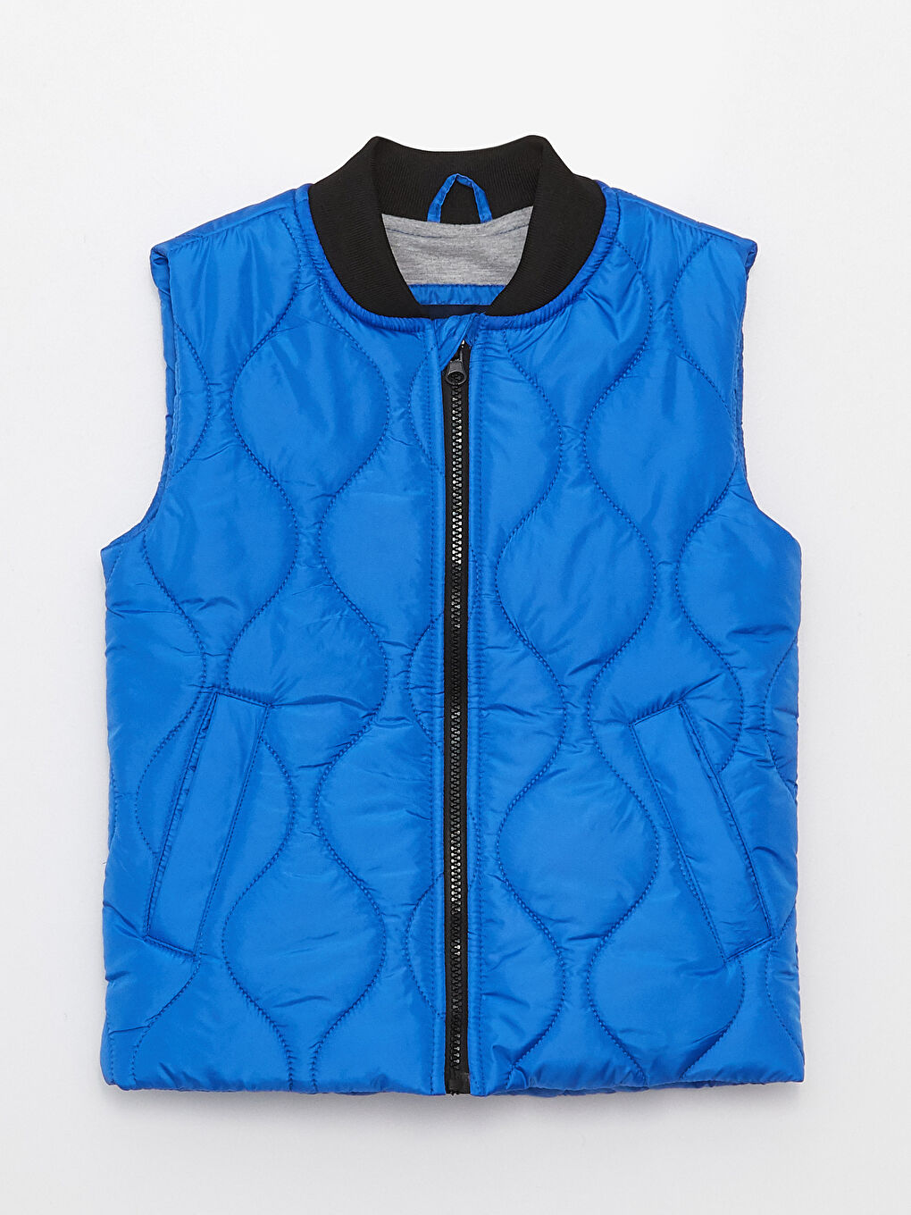 Mavi Kolej Yaka Kendinden Desenli Erkek Çocuk Yelek-3