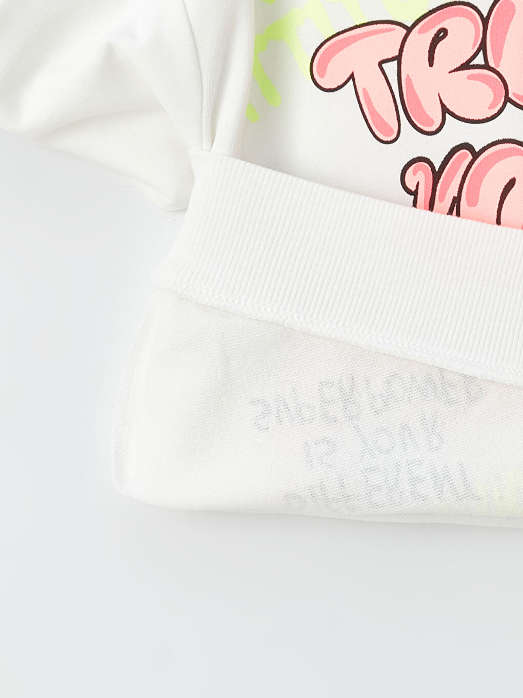 Ekru Baskılı Uzun Kollu Kız Çocuk Hoodie-1