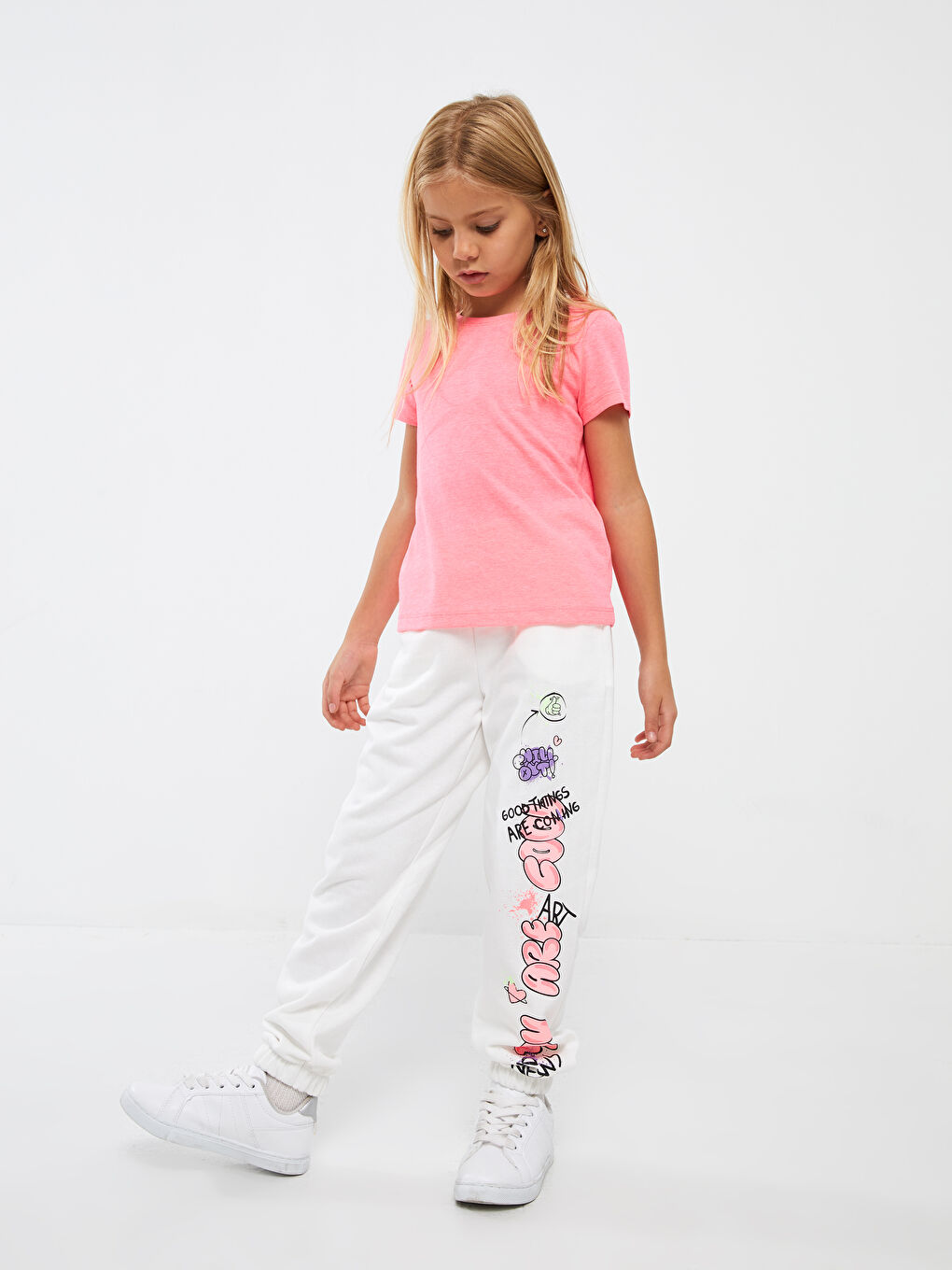 Elastic Waist Printed Girl Jogger Sweatpants