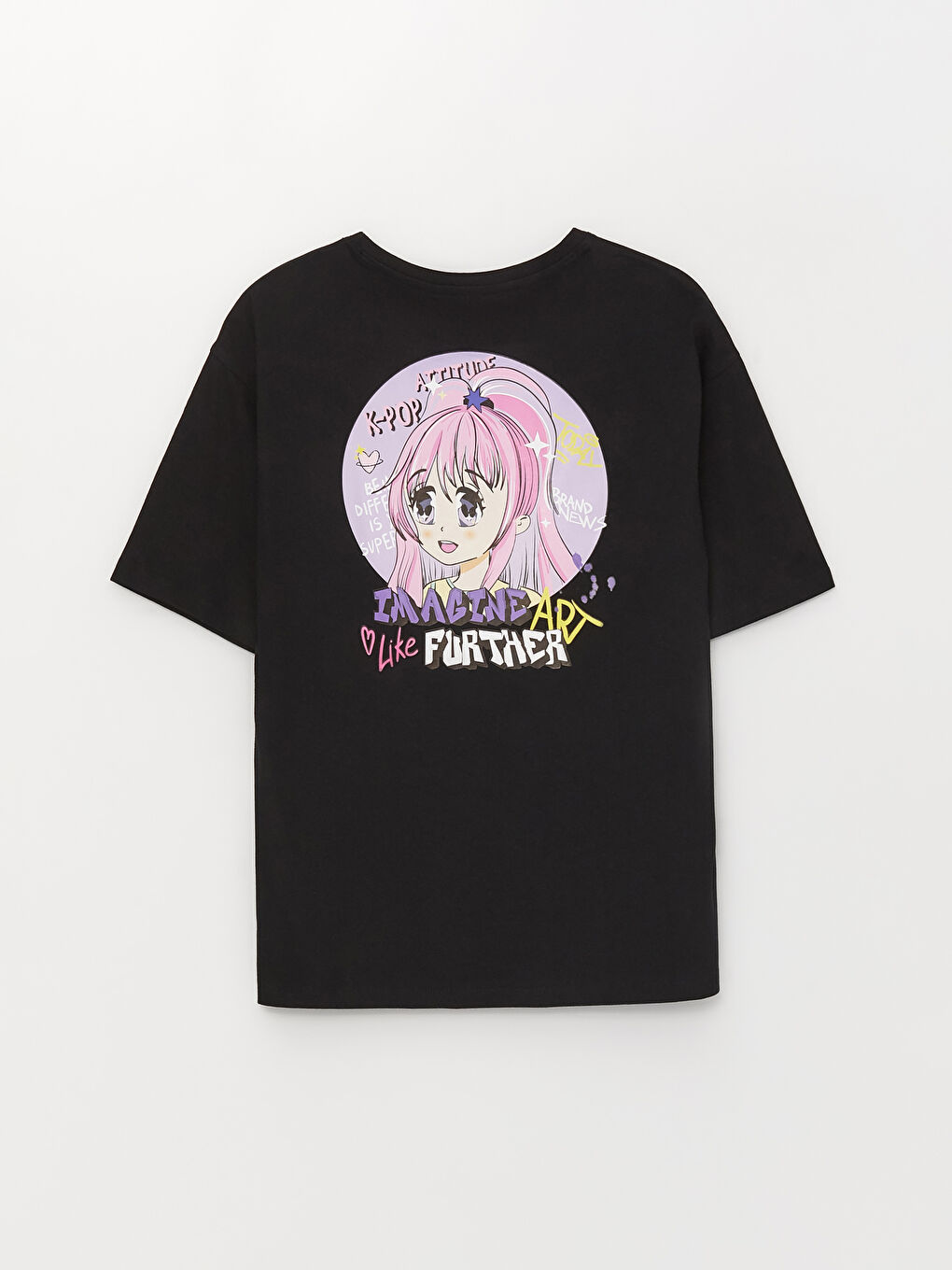 Crew Neck Printed Short Sleeve Girls' T-Shirt-1