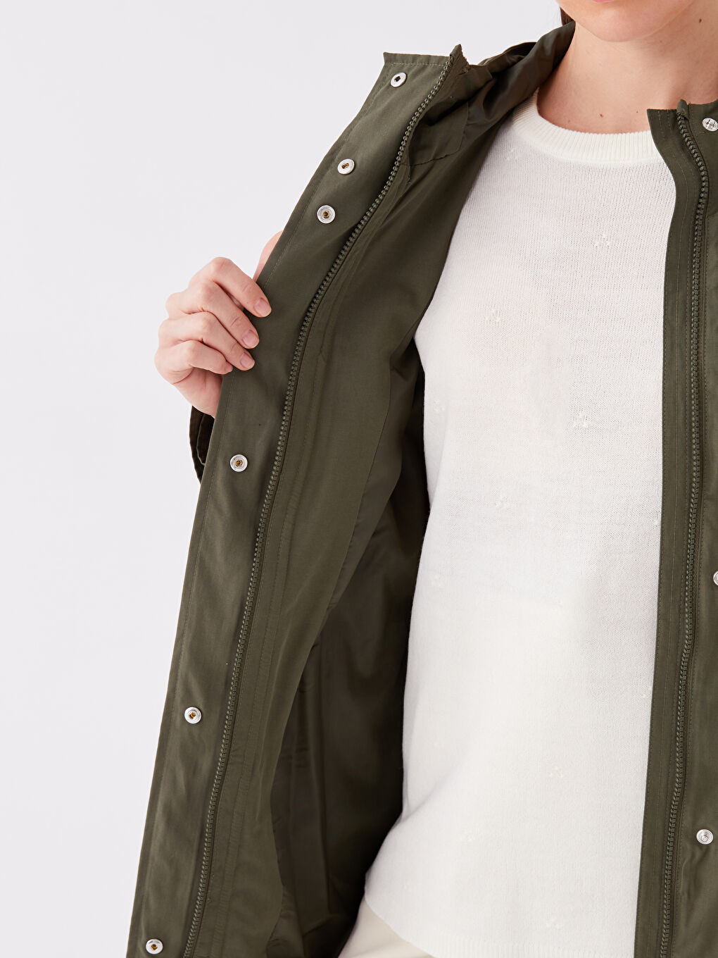 LCW Grace Damen Kapuzenmantel in Schlichtem Design -W32342Z8-GUW