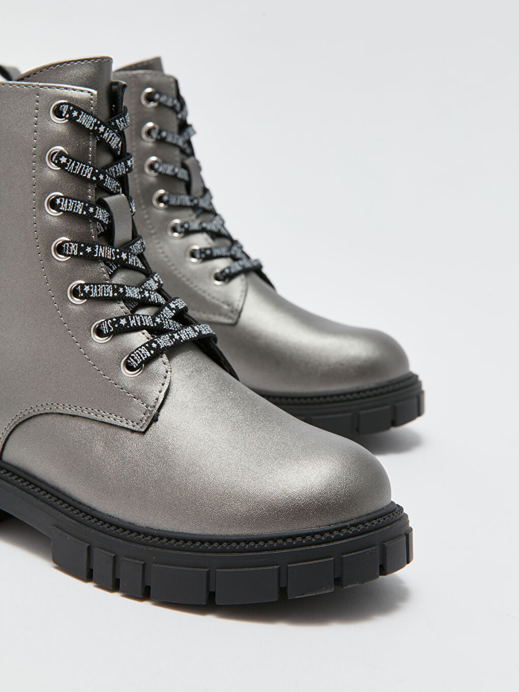 Блестящие ботинки из искусственной кожи для девочек-2