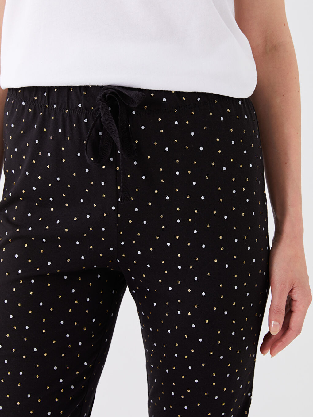 Elasticated Waist Polka Dot Women's Pyjama Bottoms-1