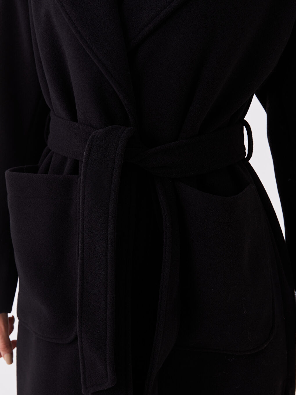 بالطو ياقة القميص كم طويل للسيدات كاشيه-3