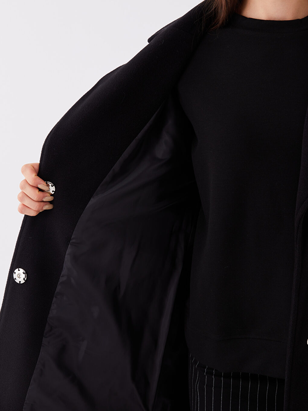 بالطو ياقة القميص كم طويل للسيدات كاشيه-4