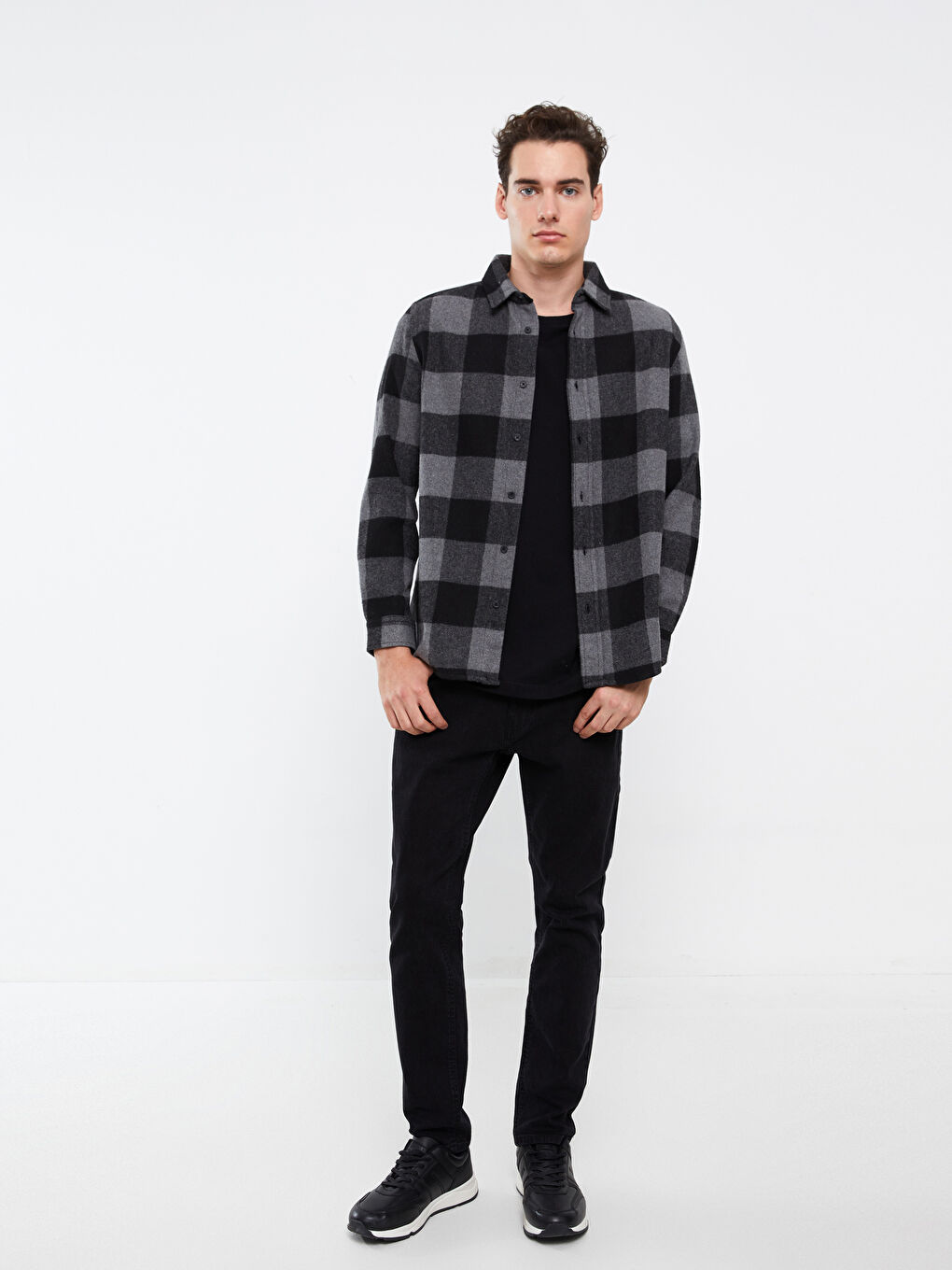 XSIDE Regular Fit Long Sleeve Plaid Men's Flannel Shirt -W32380Z8-LKN