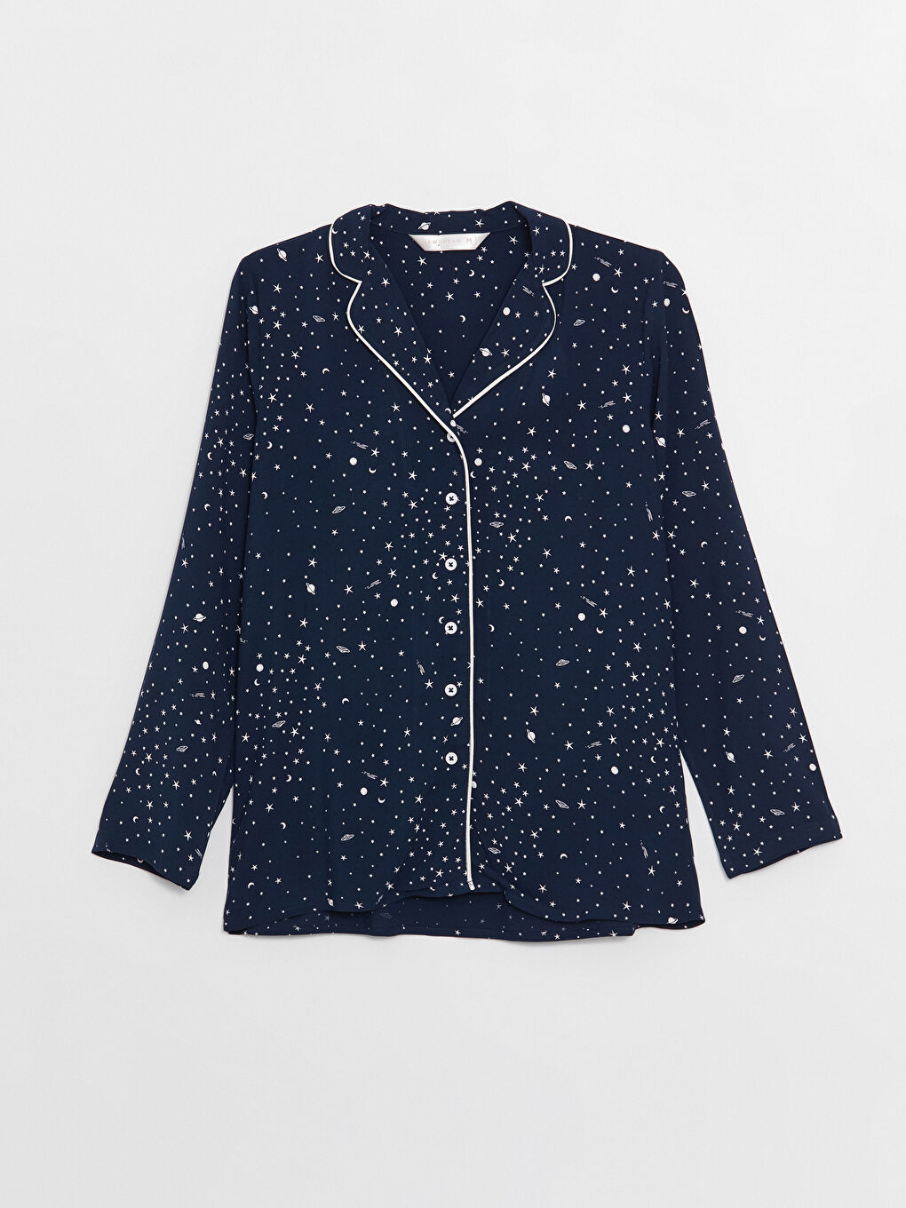 Shirt Collar Patterned Women's Pyjama Set-6