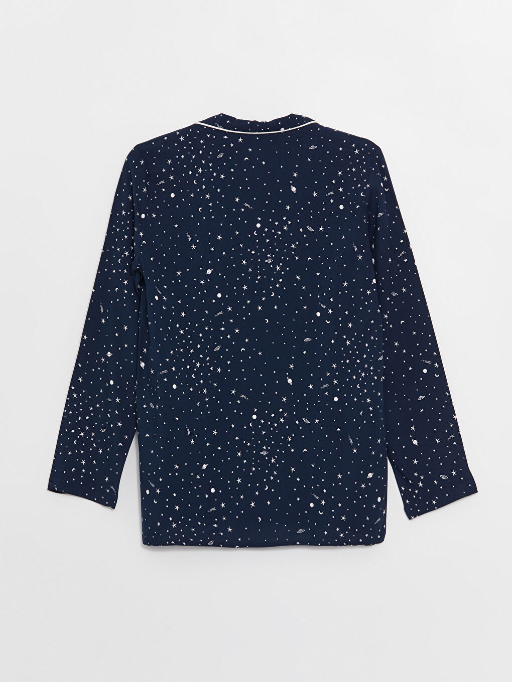 Shirt Collar Patterned Women's Pyjama Set-7