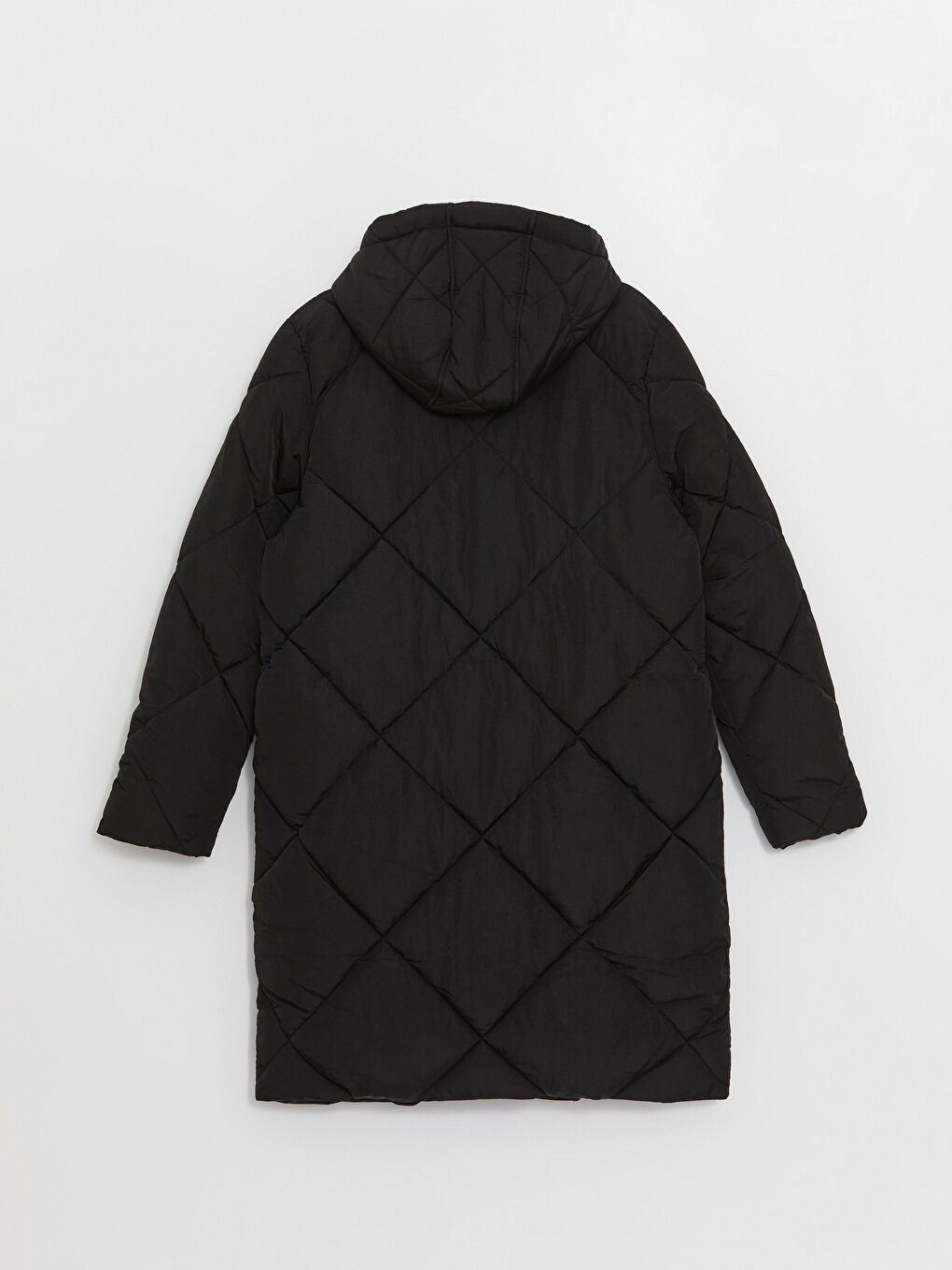 Siyah Kapüşonlu Kapitone Kadın Şişme Mont-8