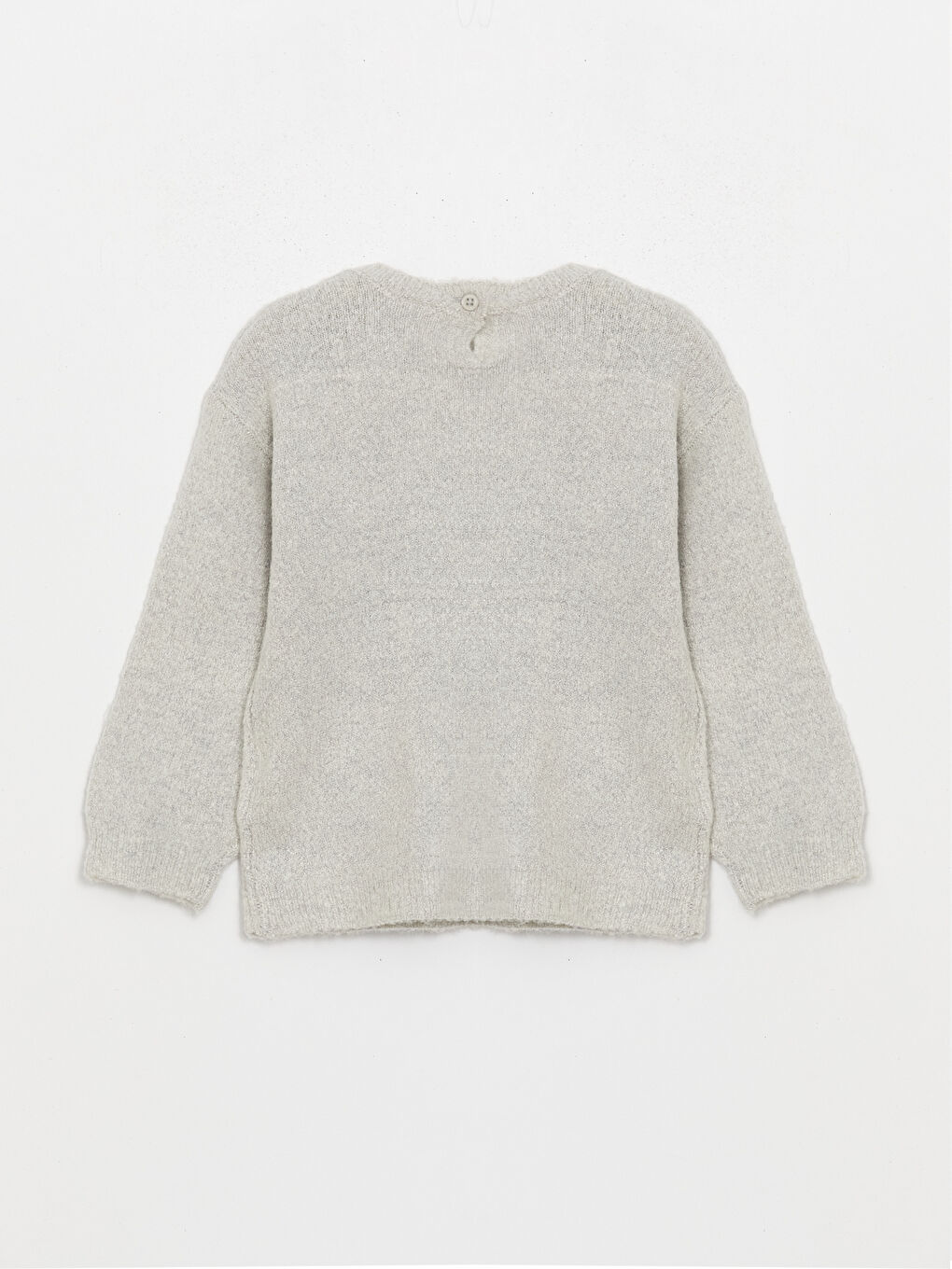 Свитер для малышки девочки с круглым вырезом, длинным рукавом и вышитыми деталями-1