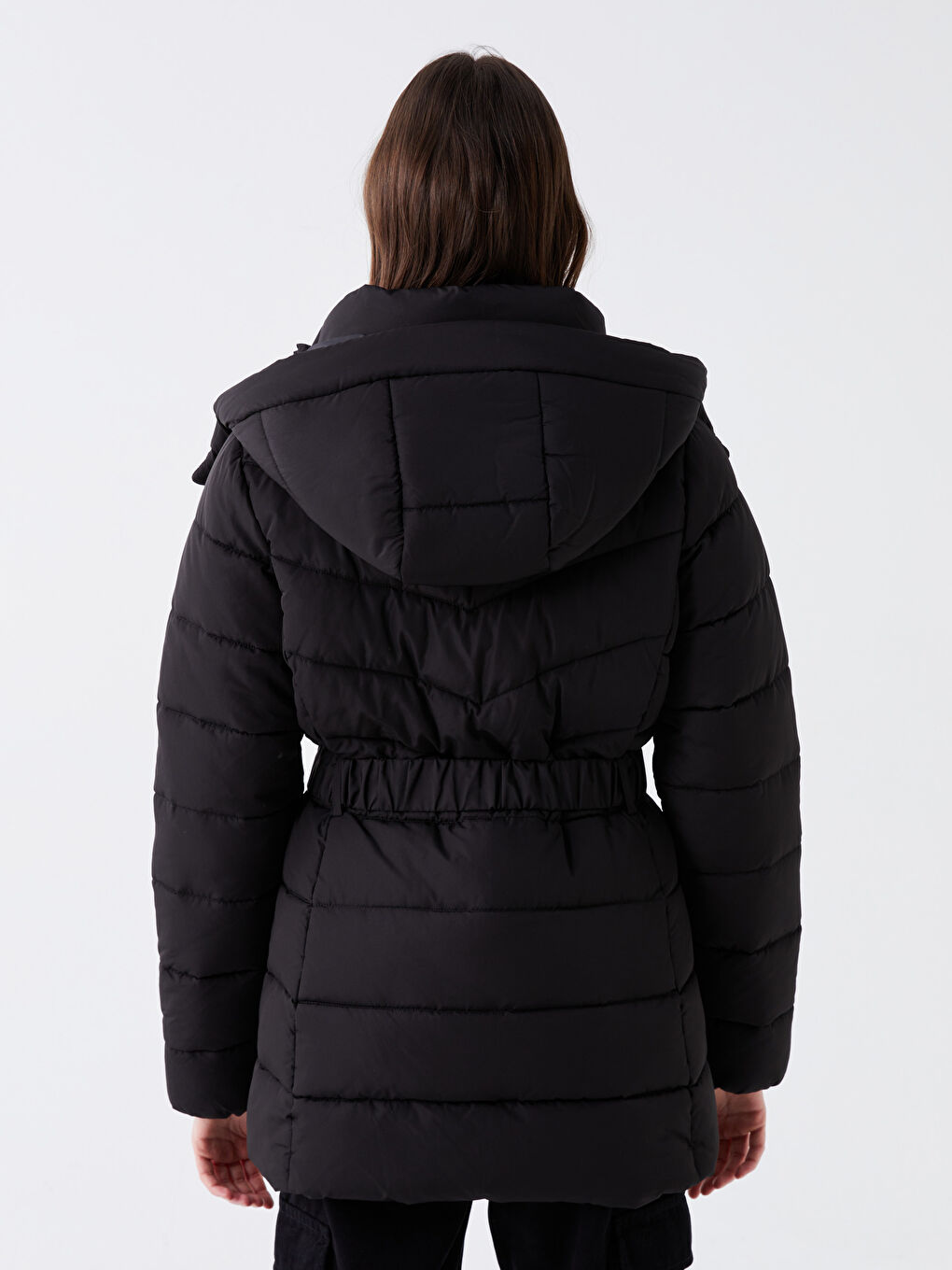 Žena CRNA Puffer jakna/napuhana deblja jakna-5