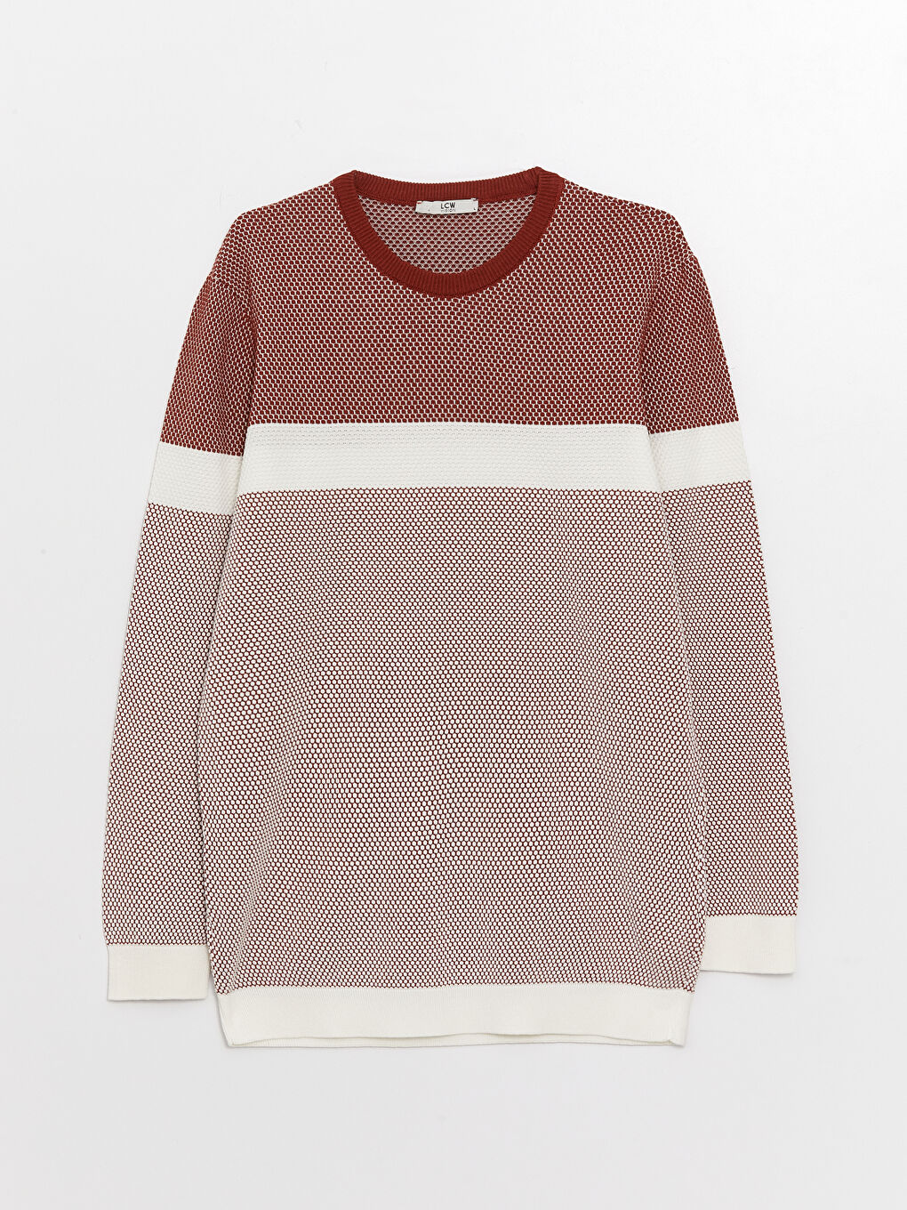 Turuncu Bisiklet Yaka Uzun Kollu Renk Bloklu Erkek Triko Kazak-5