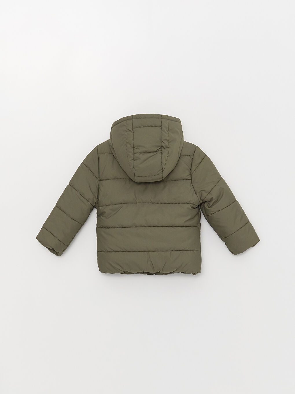 Haki Kapüşonlu Uzun Kollu Erkek Bebek Şişme Mont-1